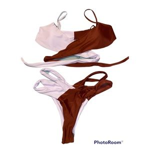 ROMWE block color wrap bikini